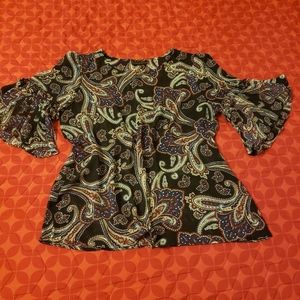Long sleeve print blouse size L